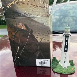 Decorative Cape Romain Lighthouse Figurine - White and Black